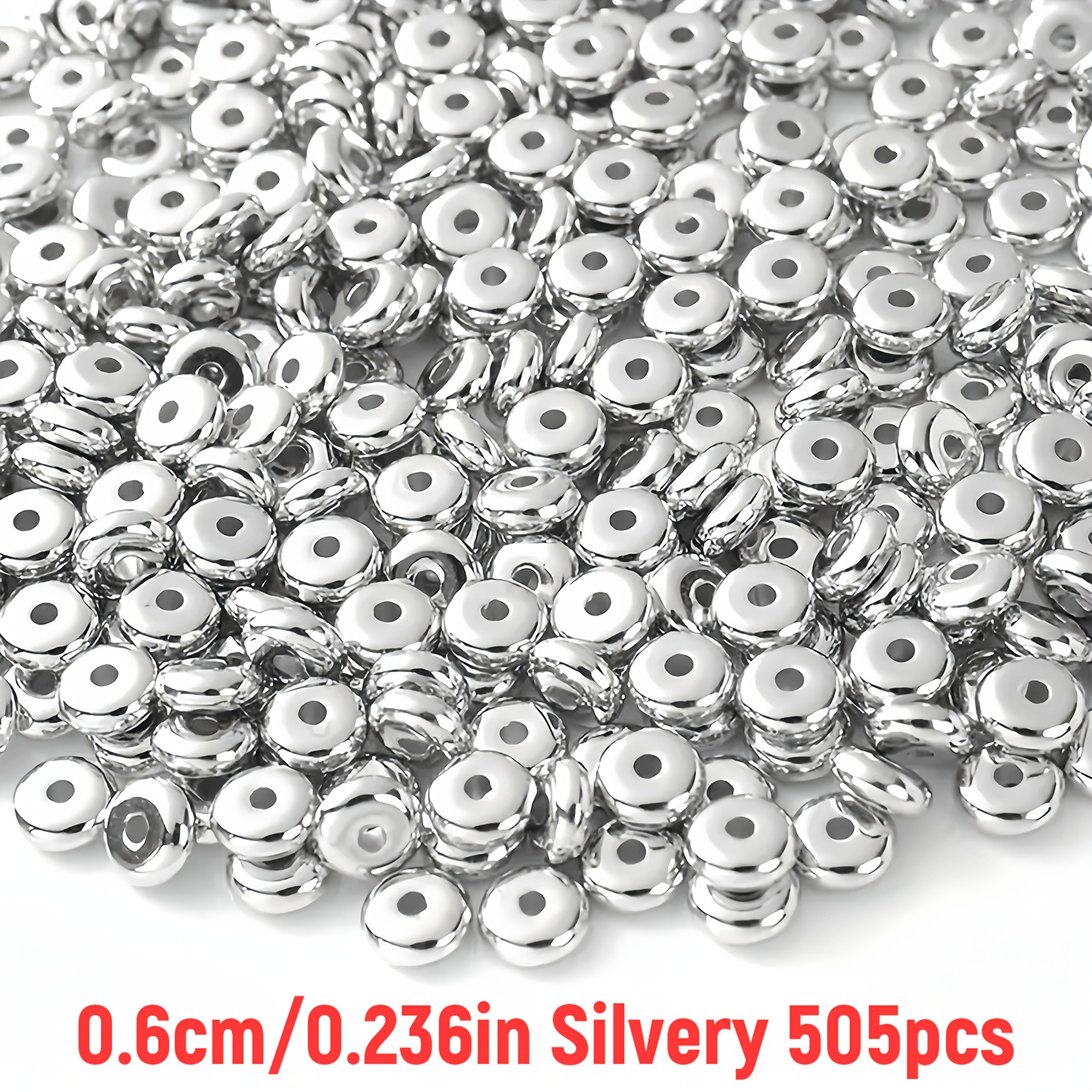 TEMU Lot de 505 perles d'espacement en acrylique de 6 mm, mélange aléatoire de couleurs dorées ou argentées, accessoires de bricolage, perles ,