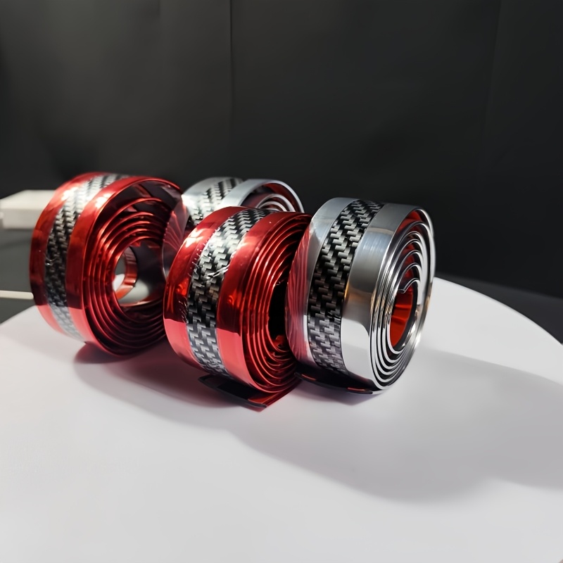 TEMU 4-pcs Pvc Automotive Threshold Protector &ndash; Self-adhesive, Scratch-resistant, Wear-resistant With Stylish Striped Design, Fit For Most Car Films