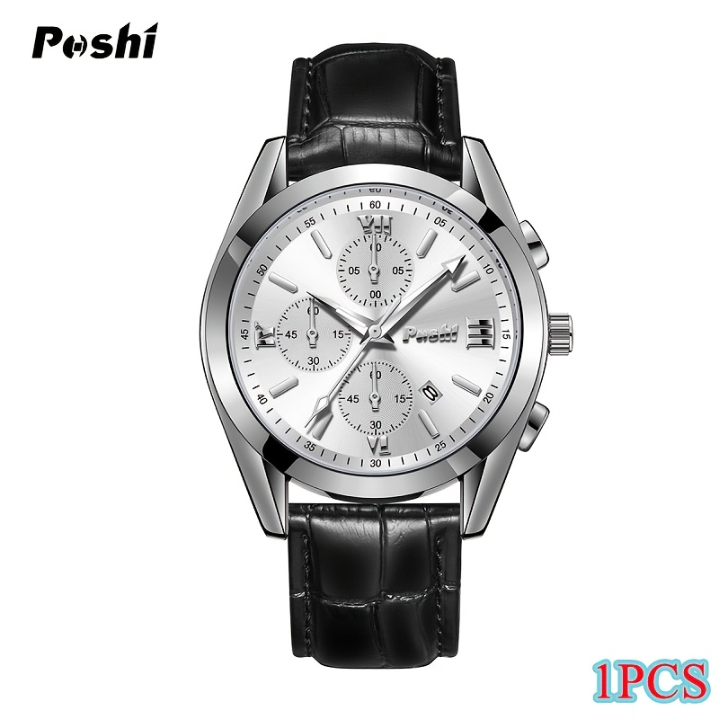 Unisex Quartz Watch with PU Strap, Multifunctional Design