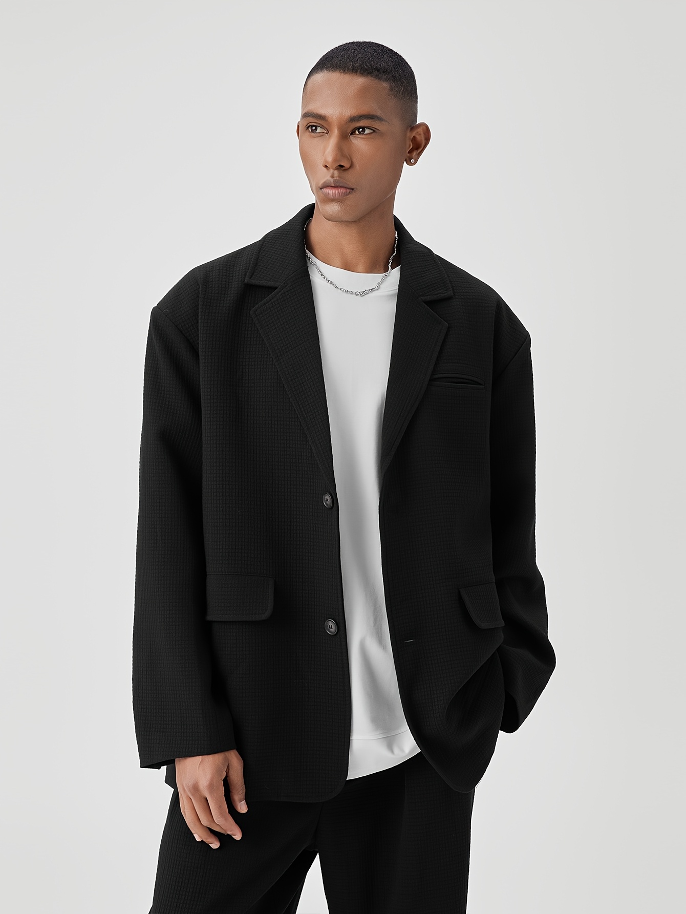 1pc Vintage Style *'S Casual Suit Jacket Solid Color Woven Fabric with  Stretch, Loose Fit Lapel Collar, Spring/Fall Season Outerw