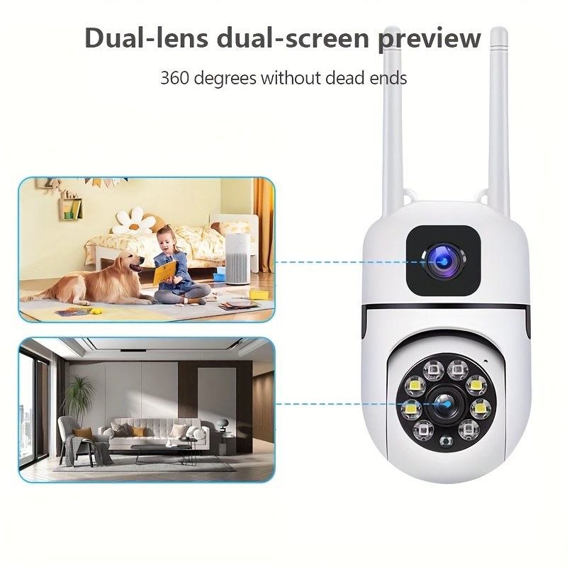 Dual Wireless Home Security Cameras with 360° Pan/Tilt, Color Night Vision, 2-Way Audio & Motion Detection - Perfect for Pets, & Nannies - USB Powered, No SD Card Included details 3