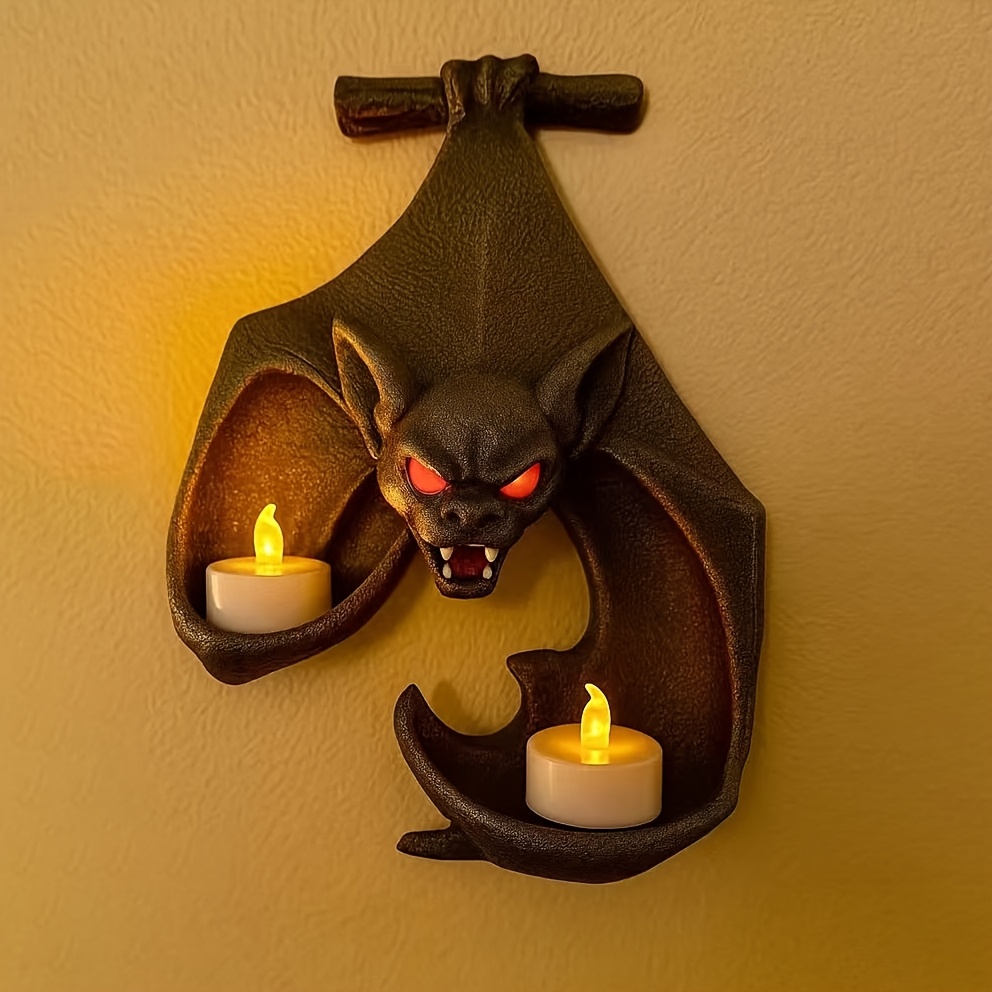 1pc creative bat shaped wall stand three dimensional animal decorative candle stand bionic shape design and dual candle   wall mountable suitable for electronic candle gothic style wall stand