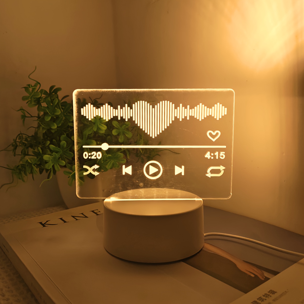 Alternative view of 1pc Lámpara Nocturna 3D con Reproductor de Música, Control por Interruptor, Alimentación USB, Iluminación…