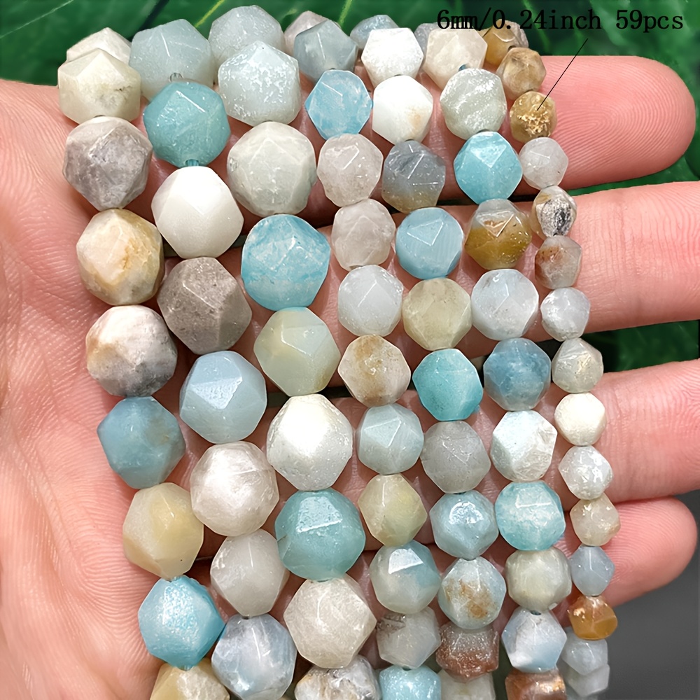 Mixed Amazonite Natural Stone Loose Beads Diy For Jewelry Making Fashion Bracelet Ear Studs Necklace 14" Strand 6/ 8/ 10mm 37-59pcs