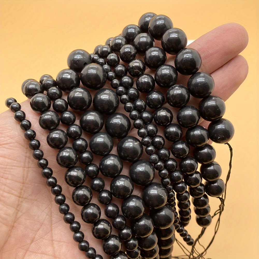 

1 Strand 4-12mm Shungite Round Beads Schungite Gemstone Mineral For Making Bracelet Pendant