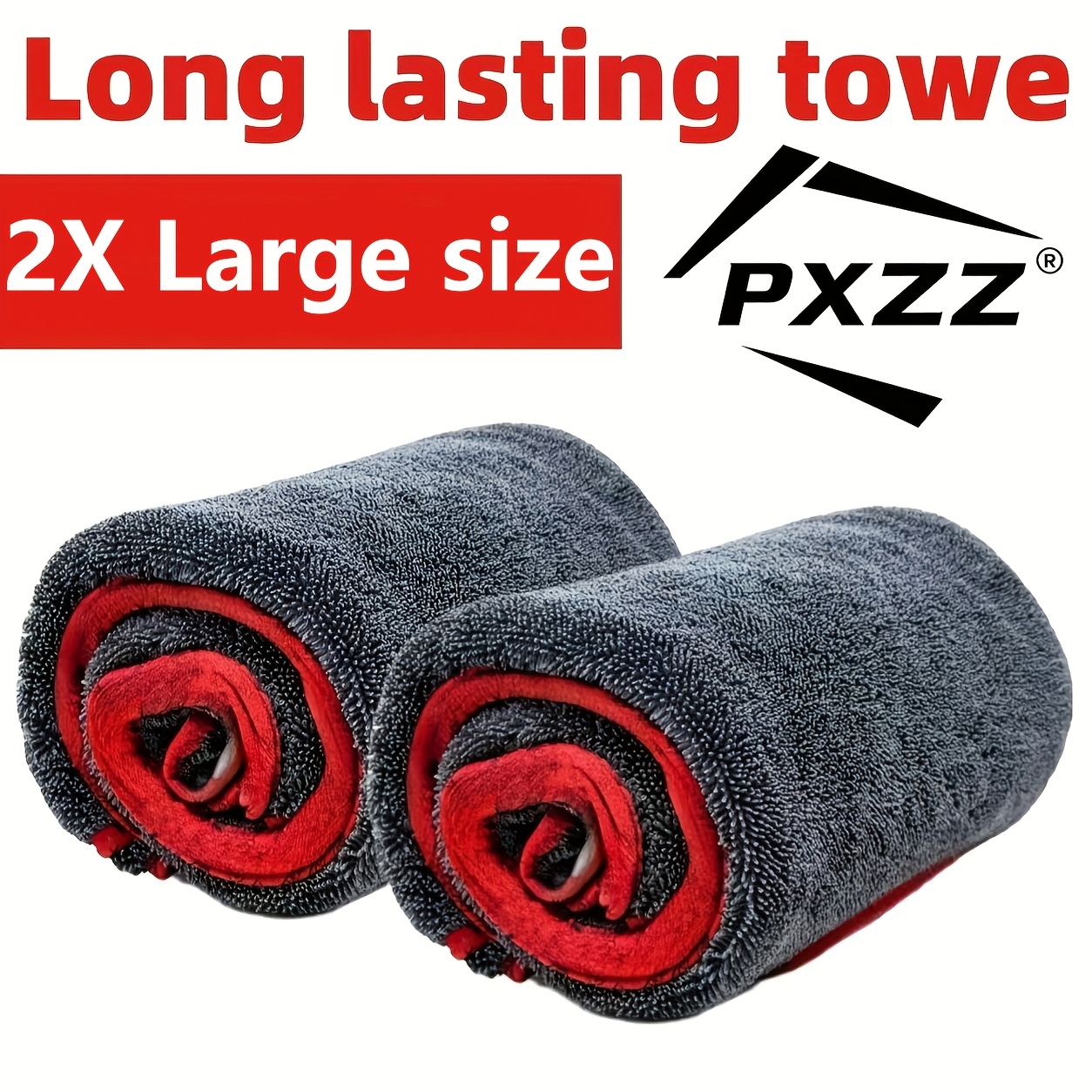 TEMU Xxl Extra Large Fiber Car Towels 2-pack Twisted Thickened Super Absorbent Car Towels For Cars, Trucks, Boats Quick-drying Car Cleaning Cloths