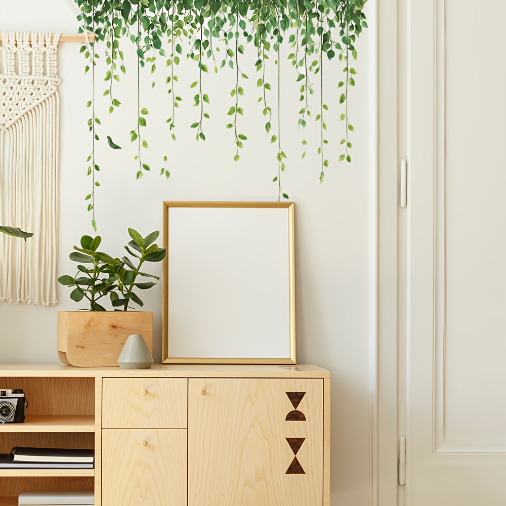 Self-adhesive Leaf Wall Decals - Green Stickers For Bedroom Living Room Decor & Stick 2d Graphics, Not 3d Graphics 30*90cm*2/11.8*35.4inch*2