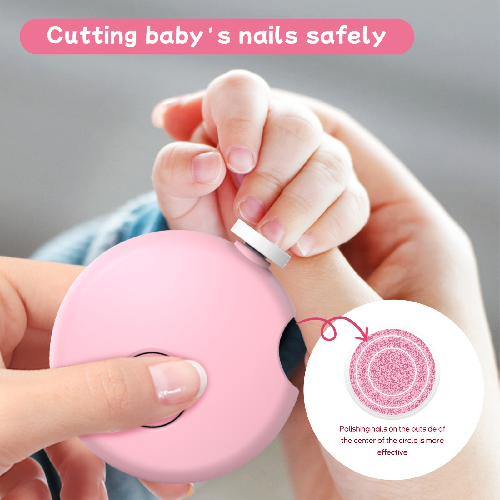 1pc Gentle Electric Nail Trimmer 6 Grinding Heads | Child-Safe Nail Clipper | Automatic Nail Grinder,, Safe Nail Clippers for Toes and Fingernails, Nail File Tool for Easy and Gentle Nail Grooming