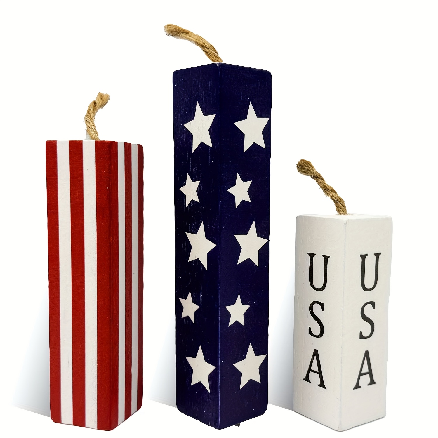 Set Of 3, Wooden Fireworks Decor Plaques And Ornaments For Day, Festive Table Decor For July 4th, 's Day, National Day, Labor Day, And Memorial Day Home Farmhouse Table Signs