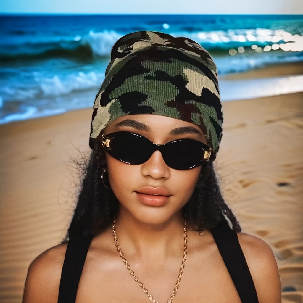 unisex camouflage beanie hat stretchy lightweight acrylic - Temu