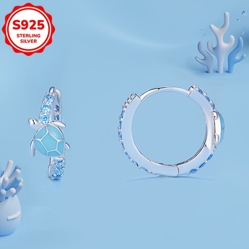 925Silvery Agile Turtle Earrings