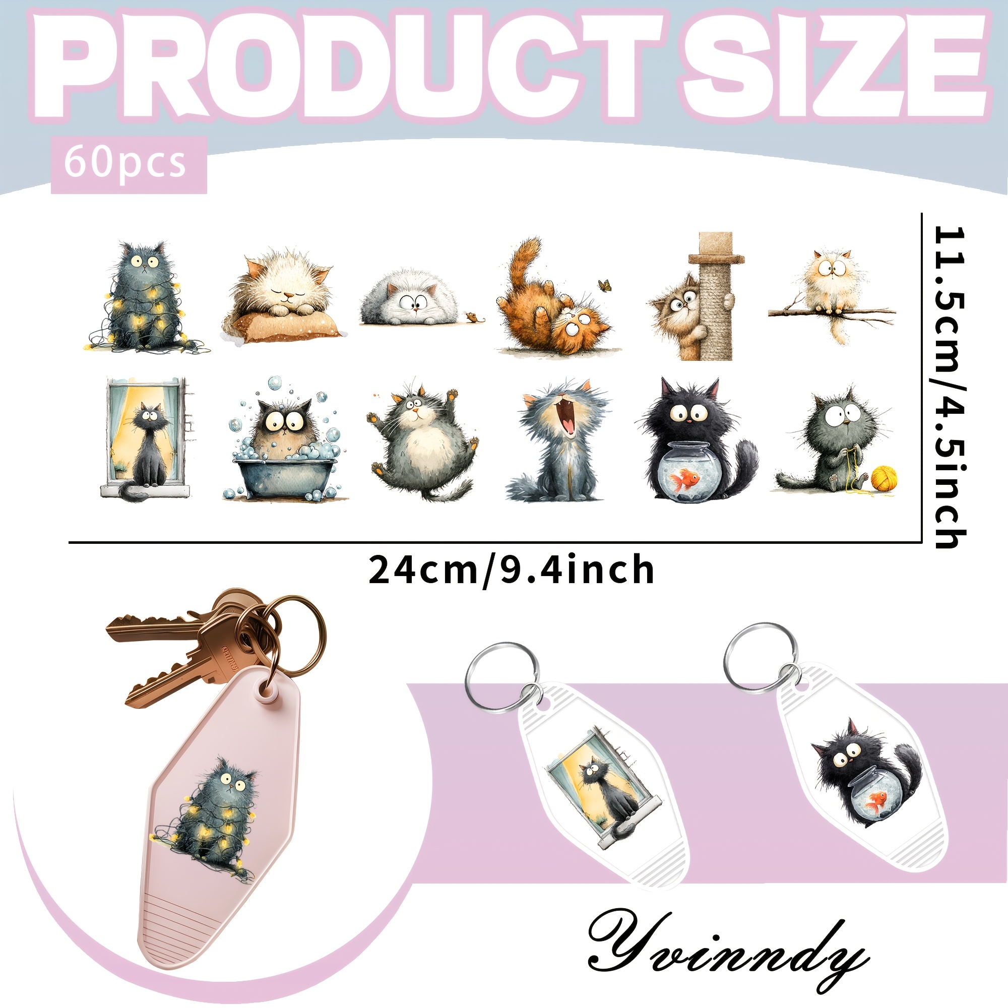 TEMU 60pcs Per Set Of Quirky Uv Dtf Transfers With Strong Adhesive, Projects, Office Supplies, And Keychain Additions. Ideal For Charming Crafts And