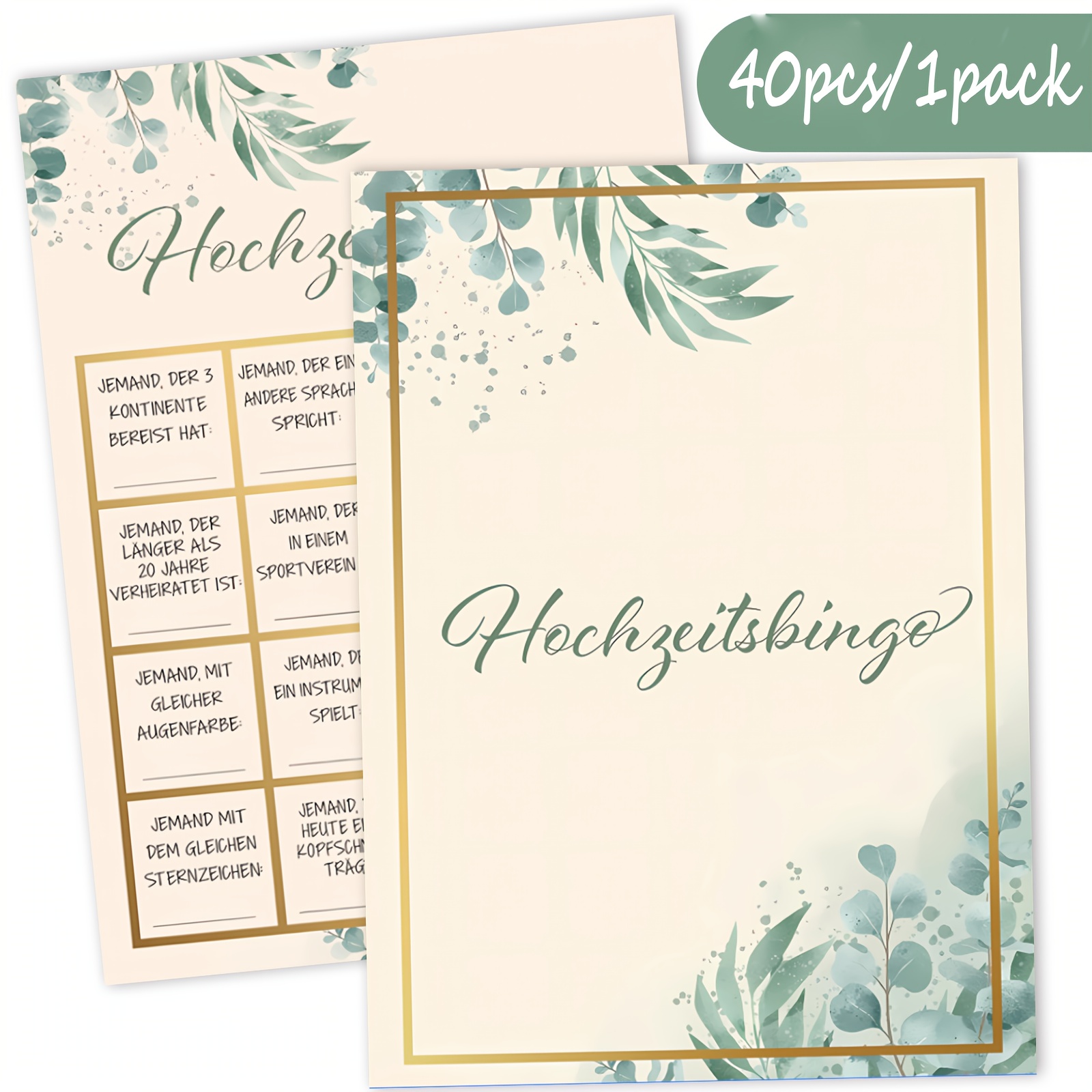 Image of 40 Wedding Bingo Cards Featuring 18 Fun Questions, A Wedding Game For The Bride And Groom, A Quiz To Help Guests Learn About , And Wedding Invitation Cards