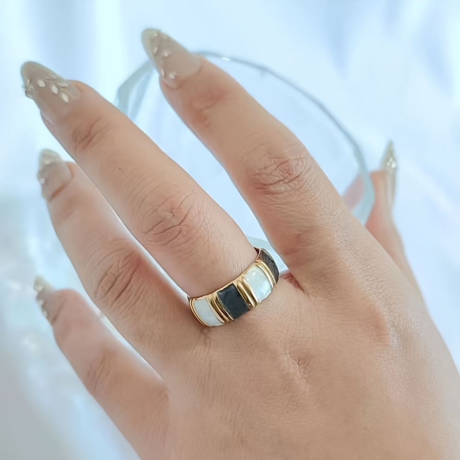 Adjustable Bamboo Ring with Enamel Glaze