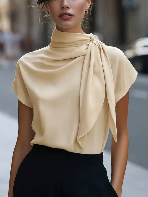 spring and summer fashion elegant side tie shirt