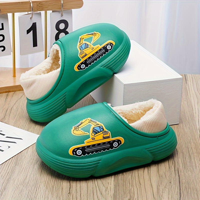 Cute Cartoon Plus Fleece House Shoes Boys Comfortable Non - Temu New ...