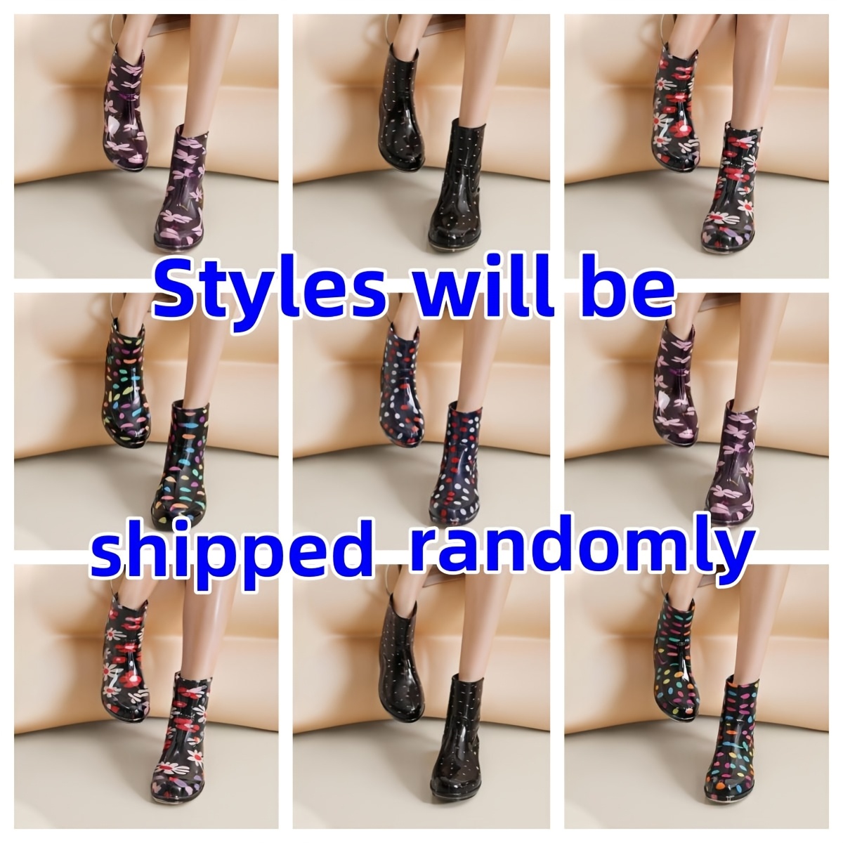 TEMU Women's Cute Mid-calf Rain Boots Rubber Non-slip Sole Stylish Slip-on Rain Boots Affordable Rain Boots Perfect For 0120523