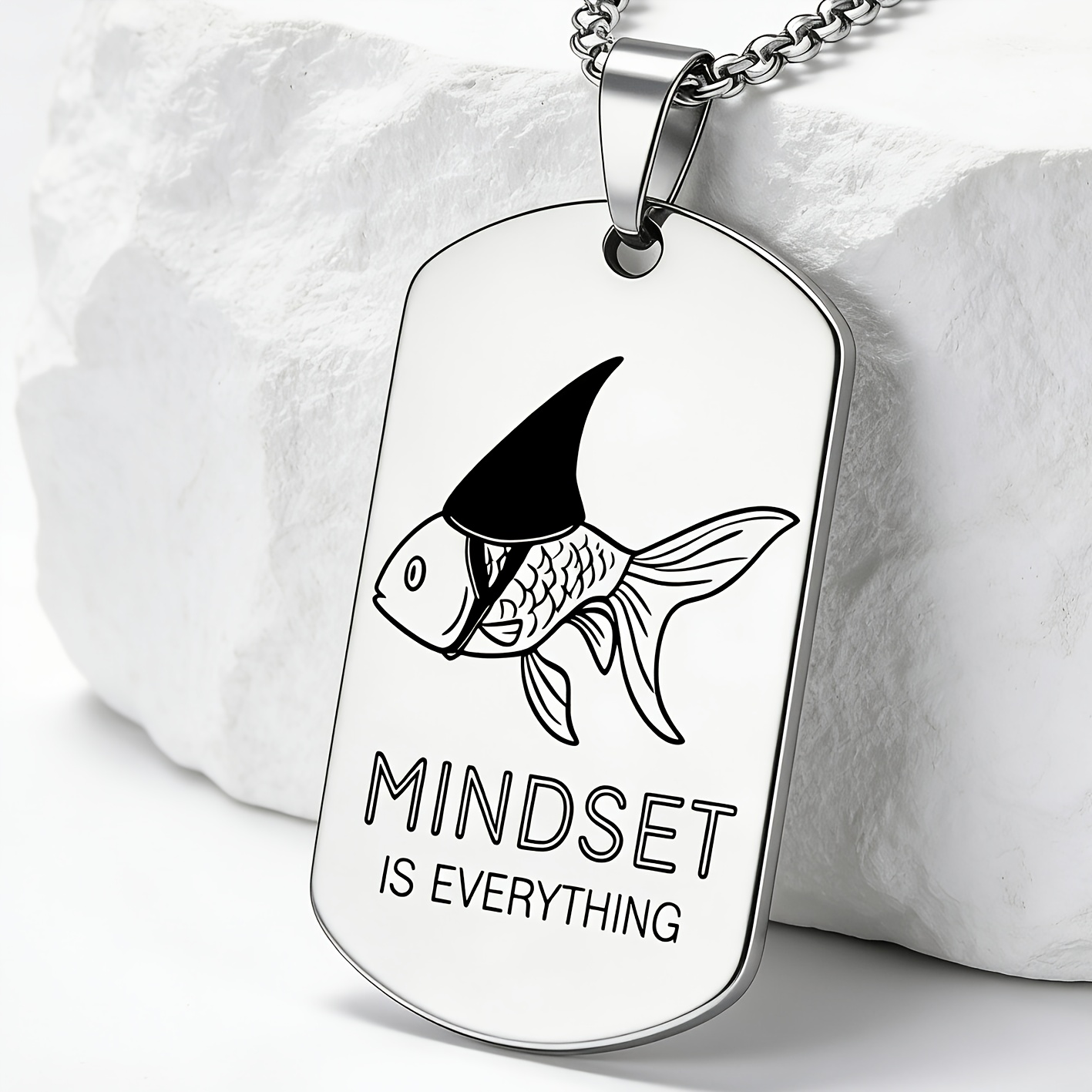 Inspirational Stainless Steel Necklace Engraved with "MINDSET IS EVERYTHING"