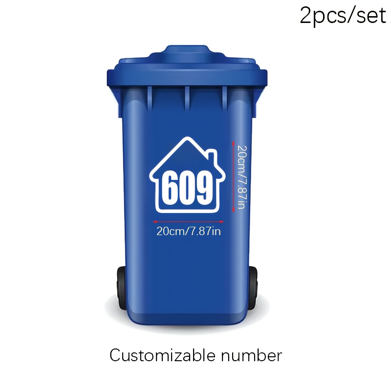 2pcs Customizable House Number Stickers, Self-adhesive Pvc, Ideal For Trash Cans, Office & Home Use - Black &