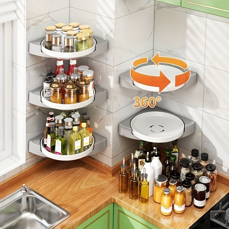 

Easy-install 360° Rotating Shower Caddy - No-drill Corner Storage Rack For Bathroom & Kitchen, Waterproof With Drainage Design