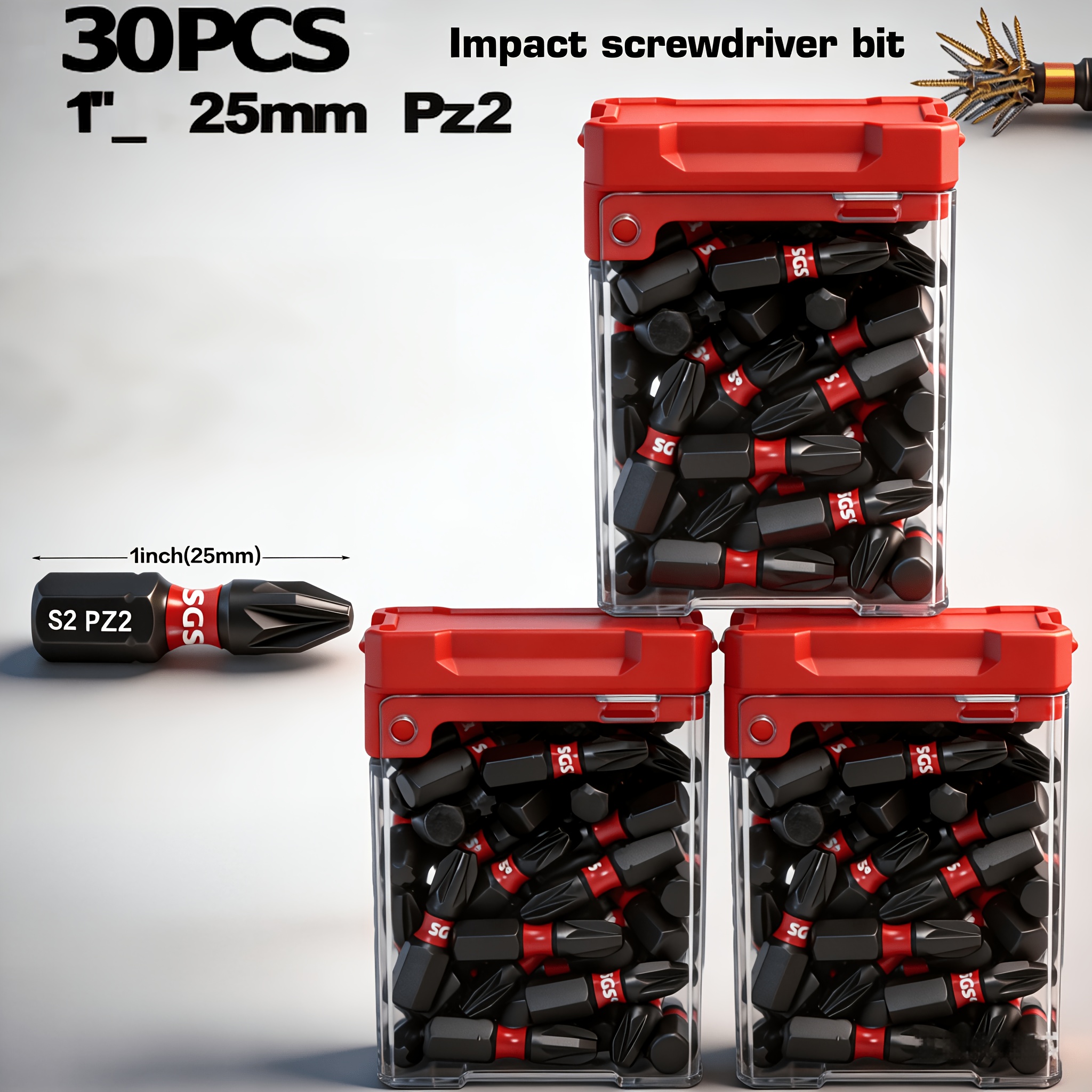 TEMU 30 Pz1/2/3 Screwdriver Bit Professional Set 25mm Standard S2 Alloy Steel Material High Wear-resistant Strong Anti-screw Falling Suitable For