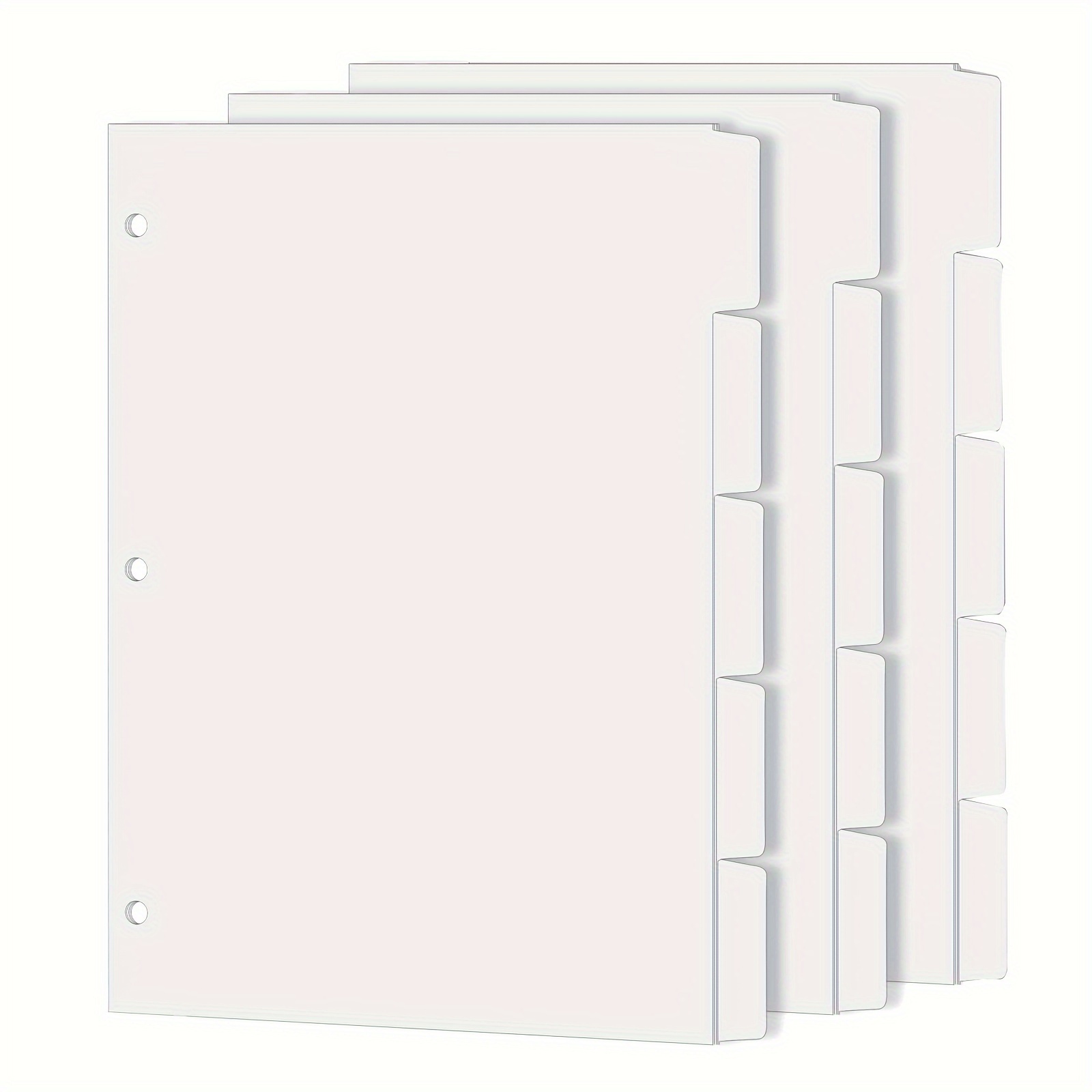 

3 Sets Binder Dividers For 3 Ring Binder, 1/5 Cut Tabs, Letter Size, Blank Write On Page Dividers With 5 Tabs For School Office Home, 3 Sets, 15 Dividers, White
