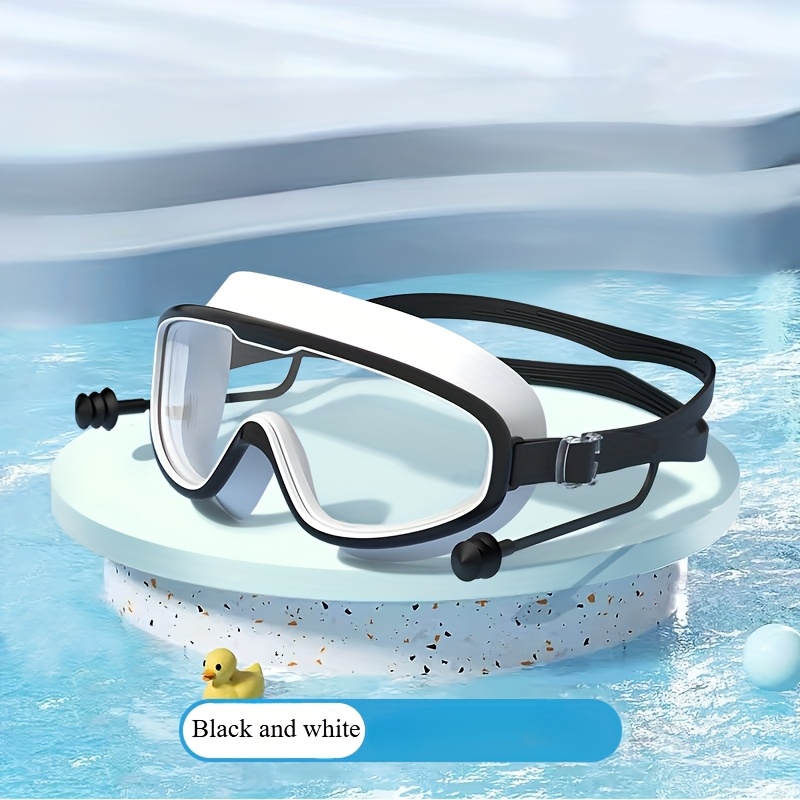 high definition transparent goggles waterproof anti fog full earplug wide frame goggles adult universal swimming goggles