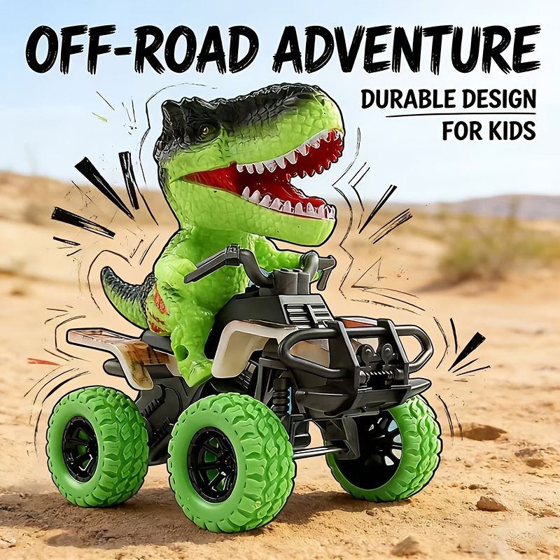 Image of 1pc Dinosaur Rider Toy Car, An Interestingly Designed Dinosaur Off-road Toy Car, Rex And Triceratops Rider Toy Cars, In Multiple Colors As A Holiday Gift.