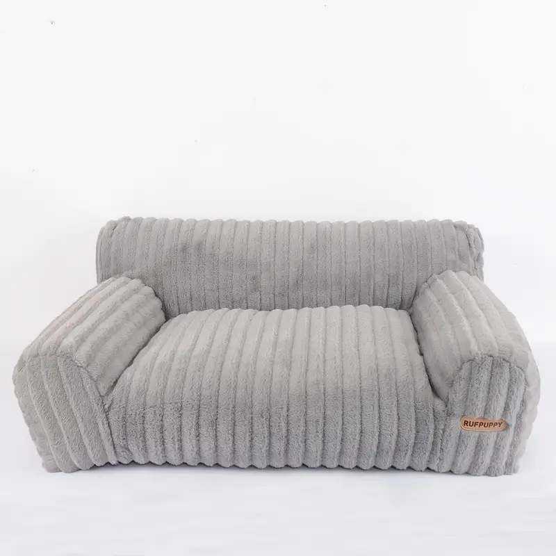 luxurious gray plush cat bed ultra soft warm sofa with non slip base removable cover napping relaxation easy to clean polyester fill ideal lounger for kittens cats cat lounger cozy pet bed nonslip base Product details 3