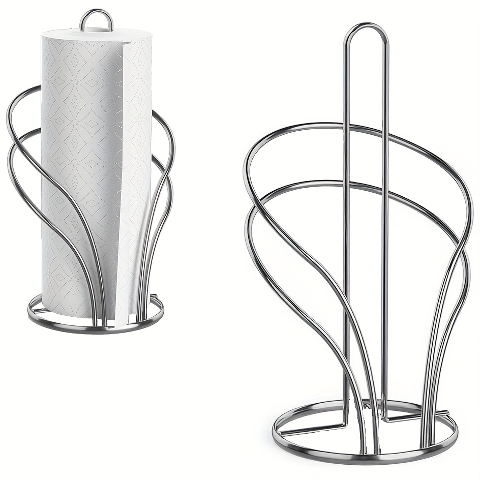 Free Standing Hand Towel Holder - 19 Inch Tall Double Ring Bathroom Countertop Stand