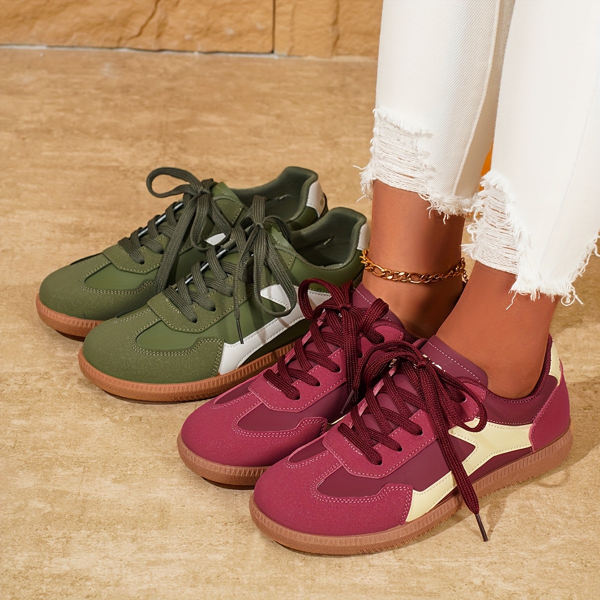 

Casual Women' Sneakers - Flexible Low Top Lace-up Shoes With Plain Toe, Tpr Sole, Fabric Inner, And Durable Upper Materials - Versatile Footwear