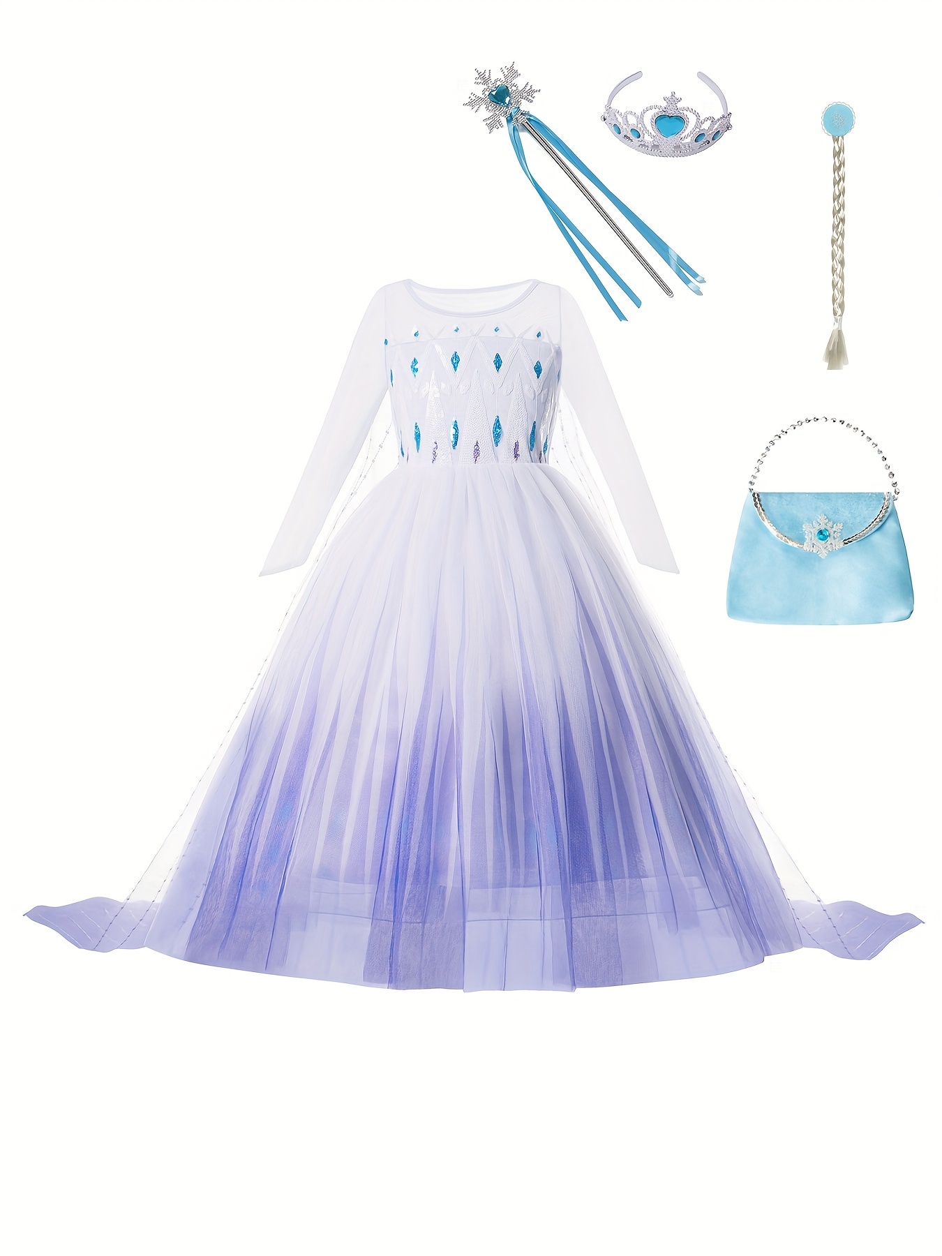 Elsa Frozen Principessa Vestito Carnevale Bambina Ragazze Abito