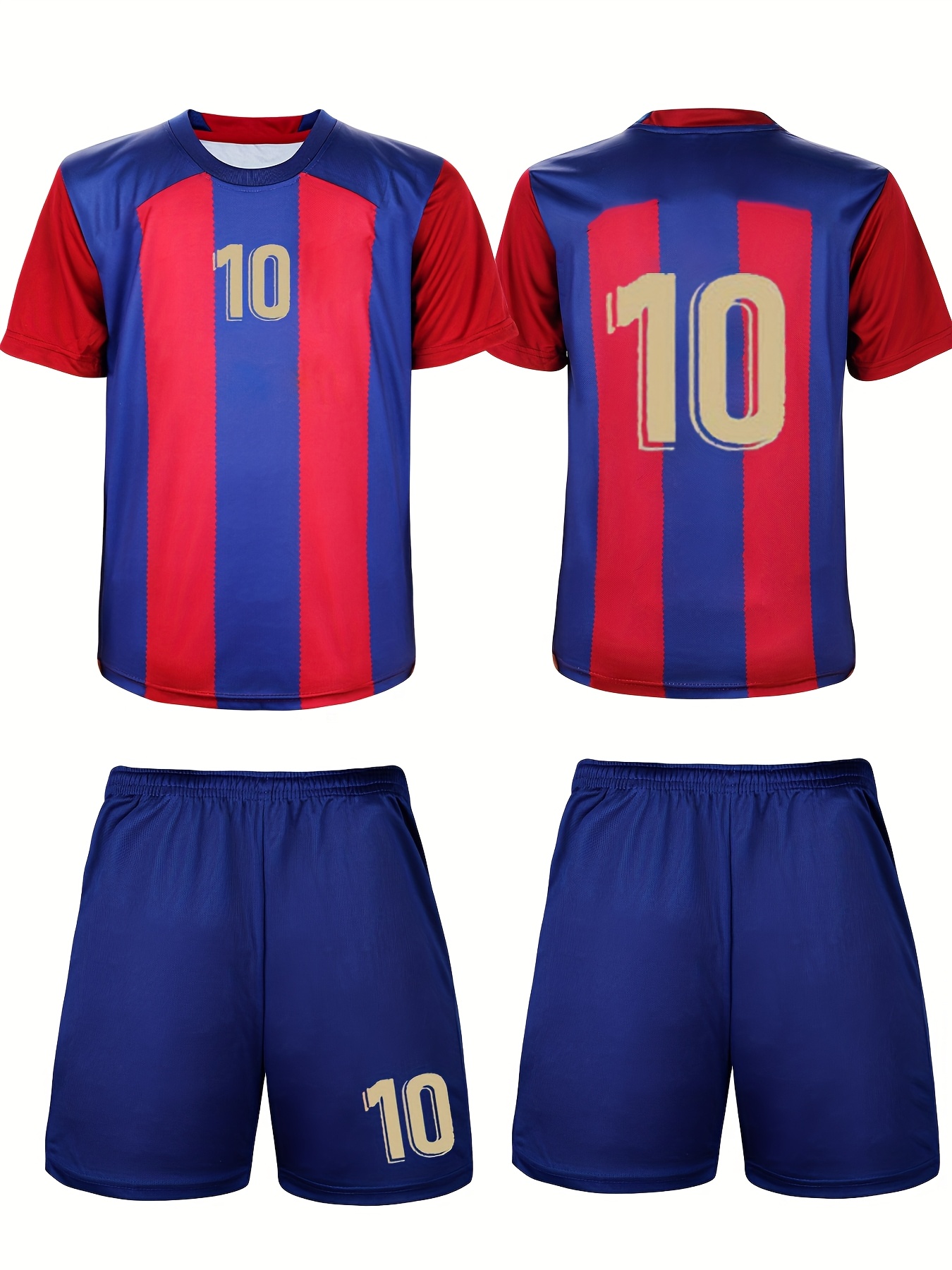 boys breathable sports striped #10 football jersey set - Temu