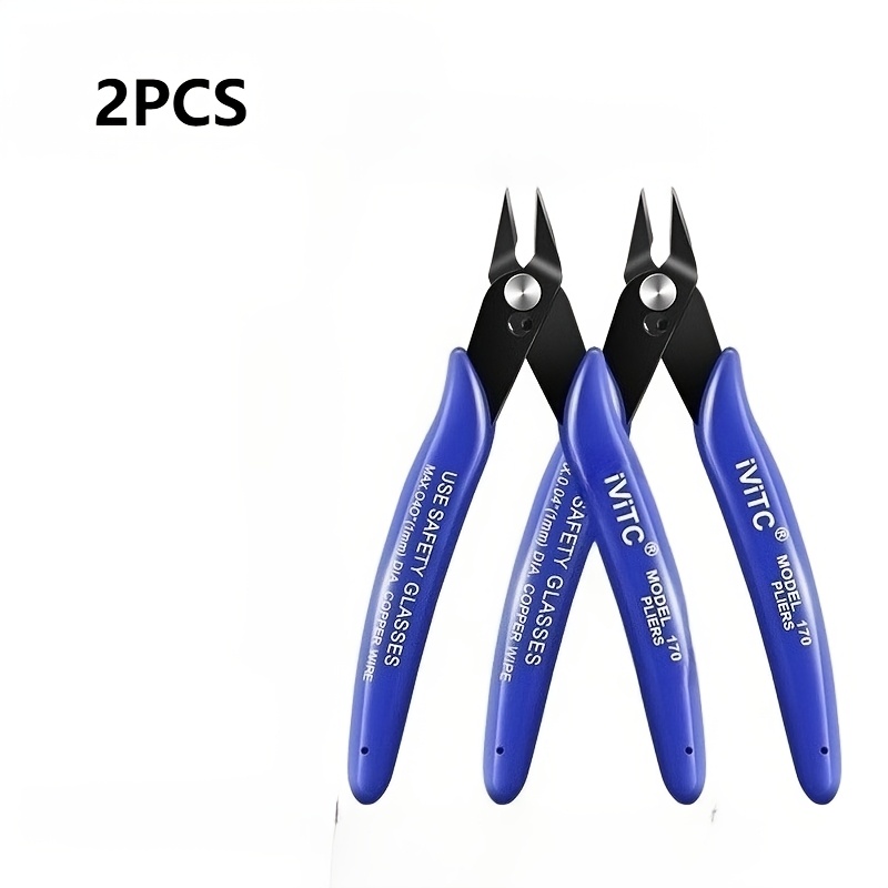 A Set Of 2 5-inch Line Scissors - Precision Cutting Pliers, Durable Steel, Rust-proof, Micro Side Cutting Pliers, For Electronic Products, Zippers, Handicrafts, Model Kits.