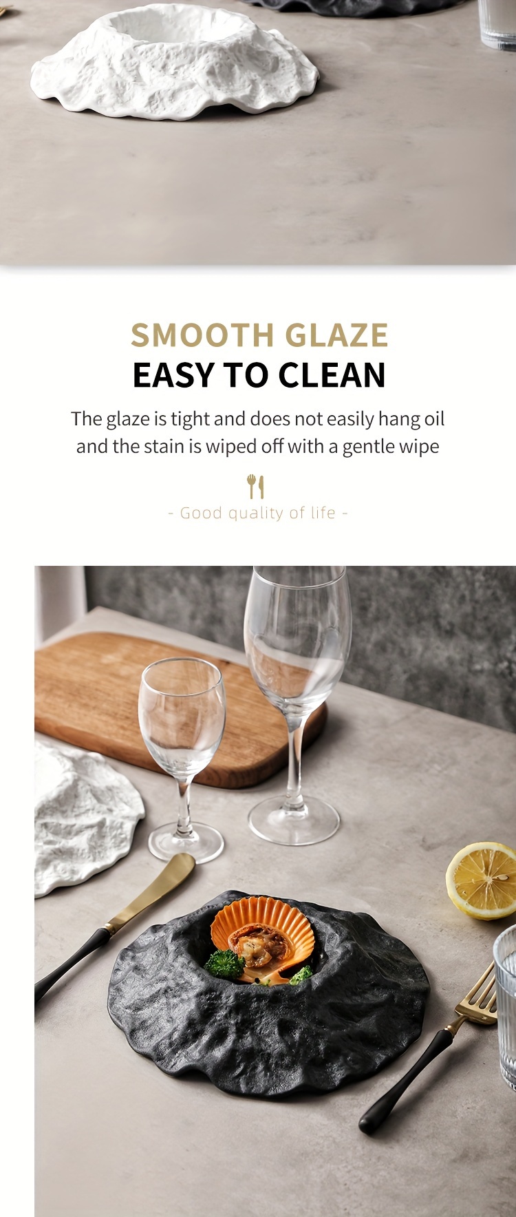 Elegant Ceramic Serving Platter - Rectangular, Versatile for Steak, Breakfast, Desserts & Salads - Perfect for Home and Restaurant Use