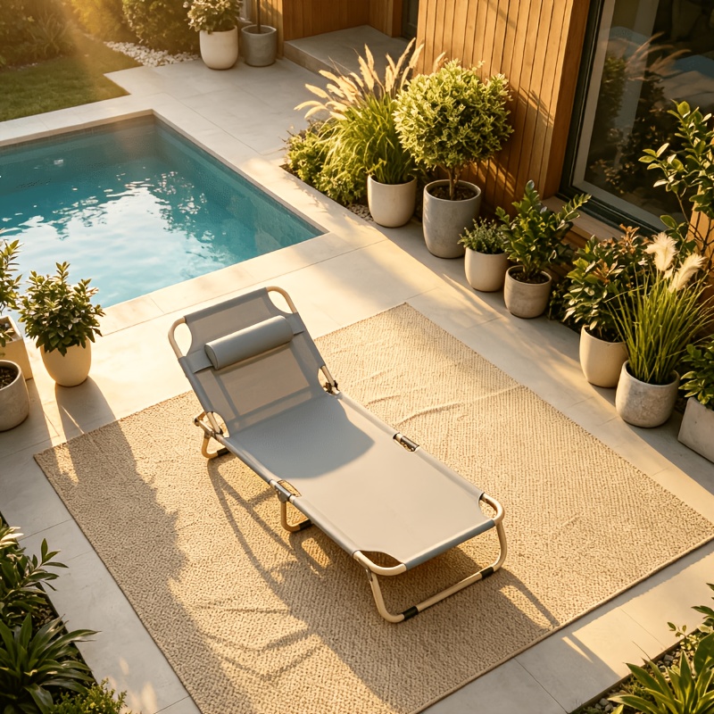 1pc Courtyard Lounge Chairs, with Pillows, Outdoor Folding Chairs, Comfortable Ergonomic Leisure Chairs,   Chairs, Outdoor Leisure   Chairs, Gray