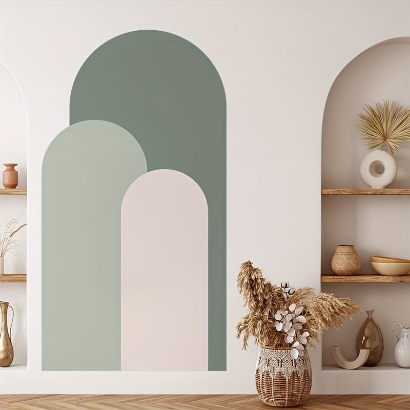 Image of 2pcs/set Of Huge Archway Wall Decals - Removable Self-adhesive Pvc Murals For The Living Room, Bedroom Or Entrance - Design, Embellishment, Room Decoration