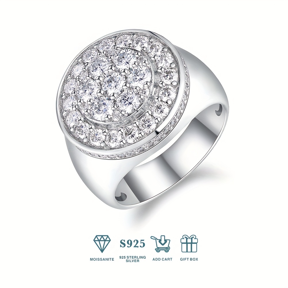 Women's Round Moissanite Ring with 18K Gold Plated S925, Elegant Design