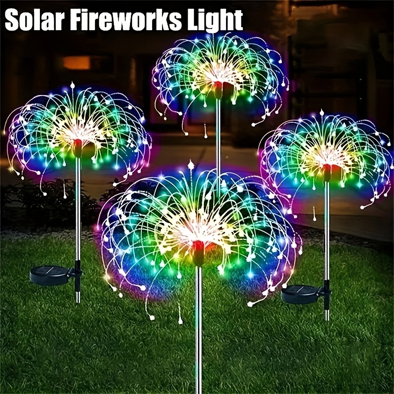 

Solar Firework Lights, 1 Pack 200/150/90/60 Leds 8lighting Modes Solar Lights Outdoor Waterproof For Garden Patio Walkway Pathway Party Wedding Decorative - Cool White/warm White/multicolour