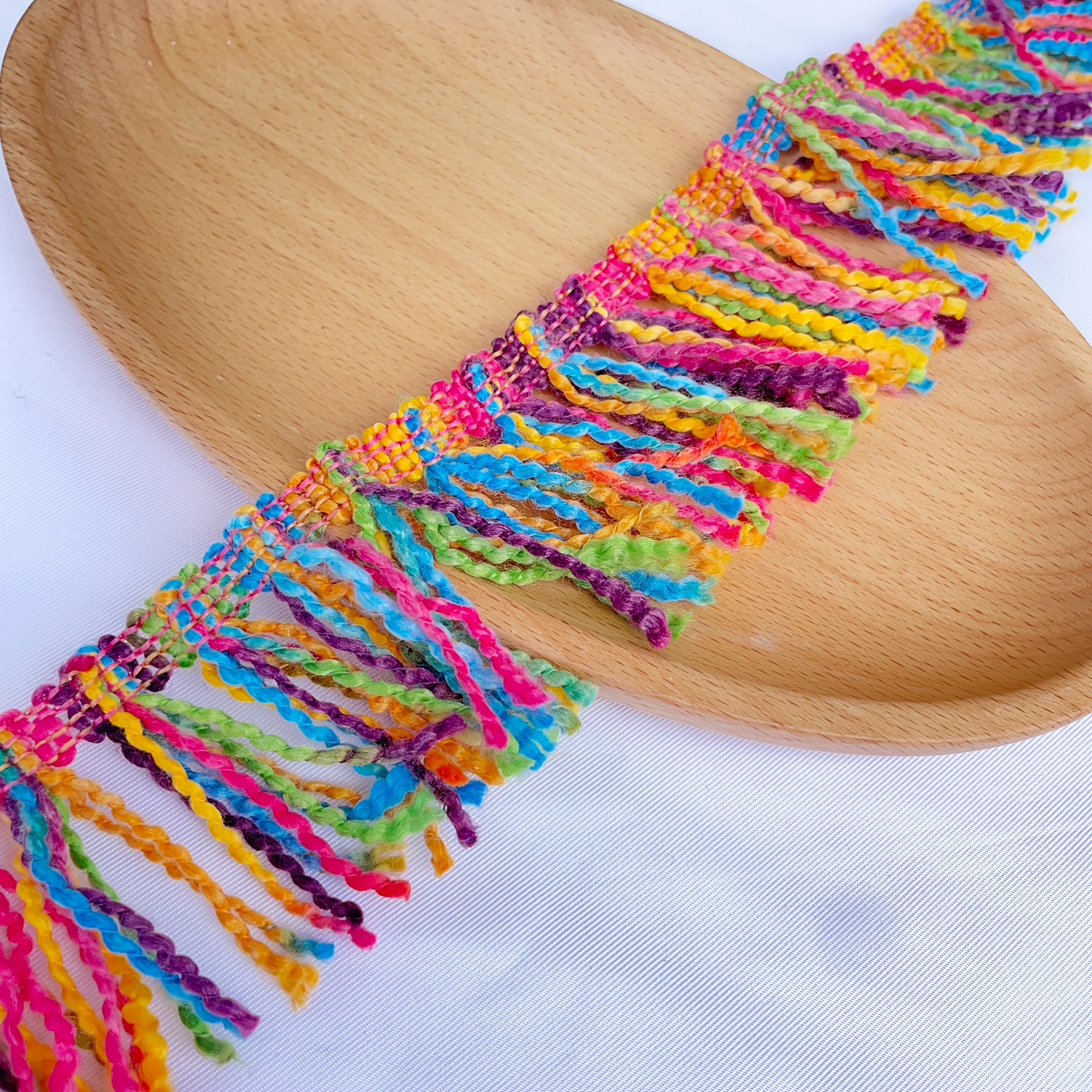 TEMU Fil spécial de 100 cm, bordure de dentelle à franges colorées pour vêtements, chapeaux et décorations artisanales