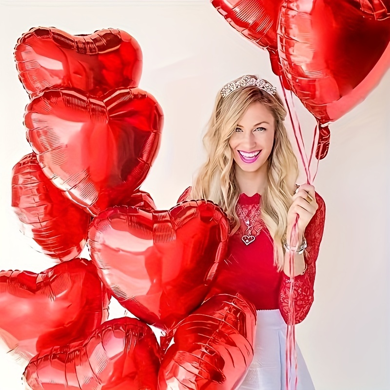 

10pc Heart-shaped Aluminum Film Balloon, 18 Inch Helium Can Float