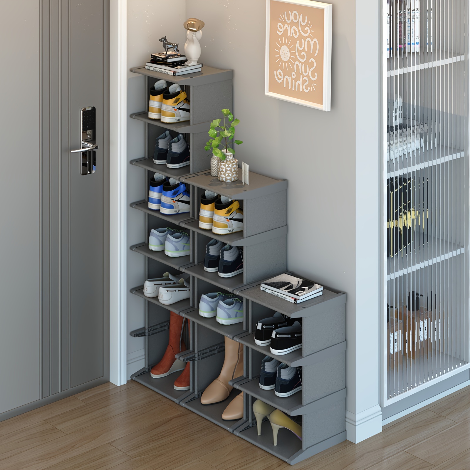 

Narrow Shoe Rack12tiers, Tall Skinny Shoe Organizer, Small Space And Vertical Shoe Rack, Suitable For Entryway, Hallway, Closet, Corner, Bedroom And Garage Shoe Shelf (classic Grey)