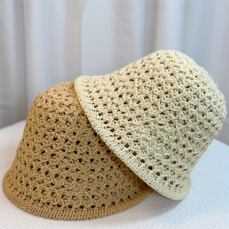 

Women's Knitted Polyester Bucket Hat 100% Breathable With Elasticity, Foldable Hollowed-out Design For Sun Protection, Valentine's Day Fantasy Theme With Toggle Closure - Ideal For Pairing Styles