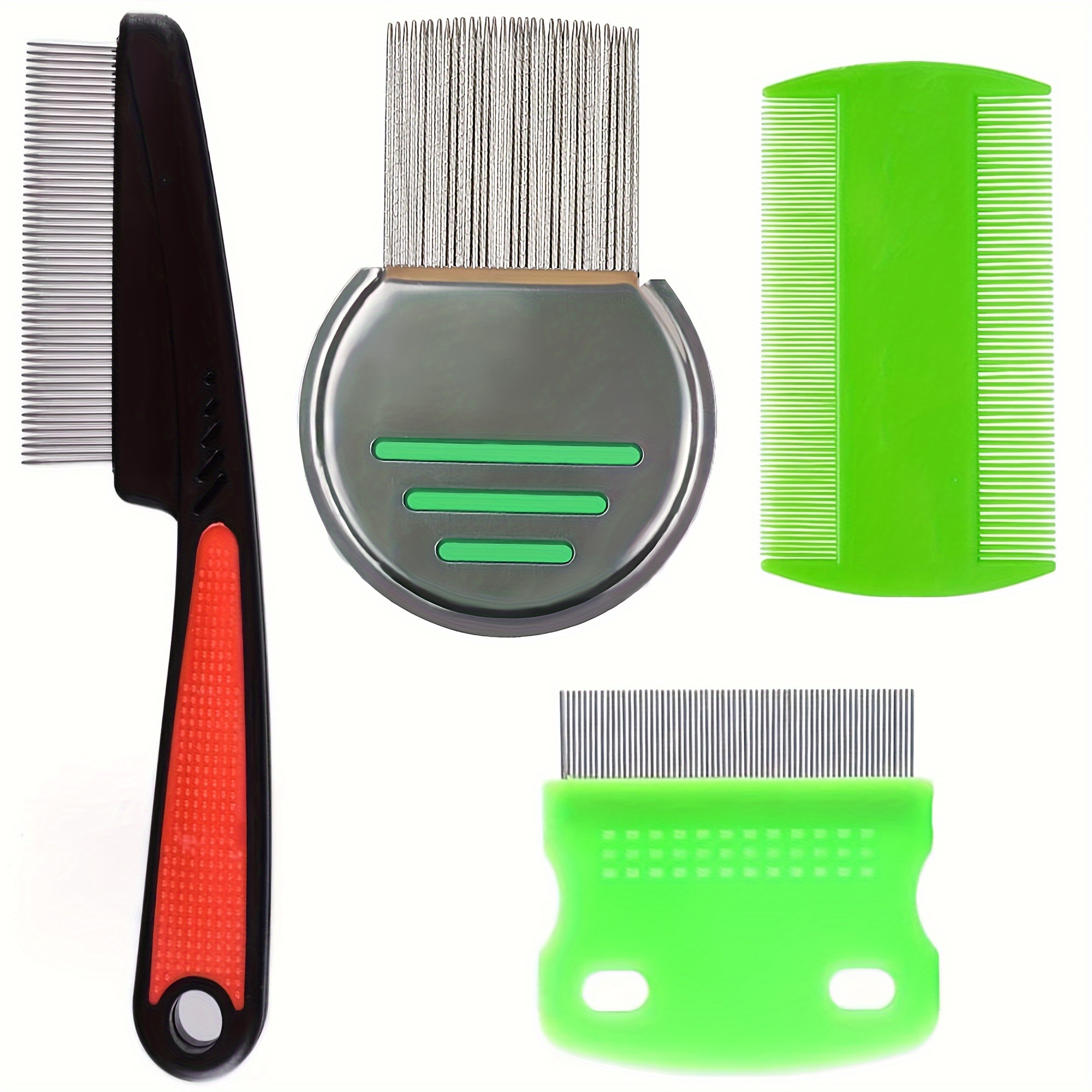 

4-piece And Dandruff Comb Set, Stainless Steel Fine-toothed Combs With Plastic Handle, Acrylic Finishing Combs For Scalp Massage And Normal Hair Treatment