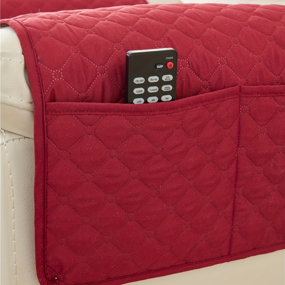 TEMU 1pc Fashionable And Simple Sofa Gloves With Pockets, Anti Slip And Armrest Storage Bag, Suitable For Home Decoration In Living Rooms, Bedrooms,