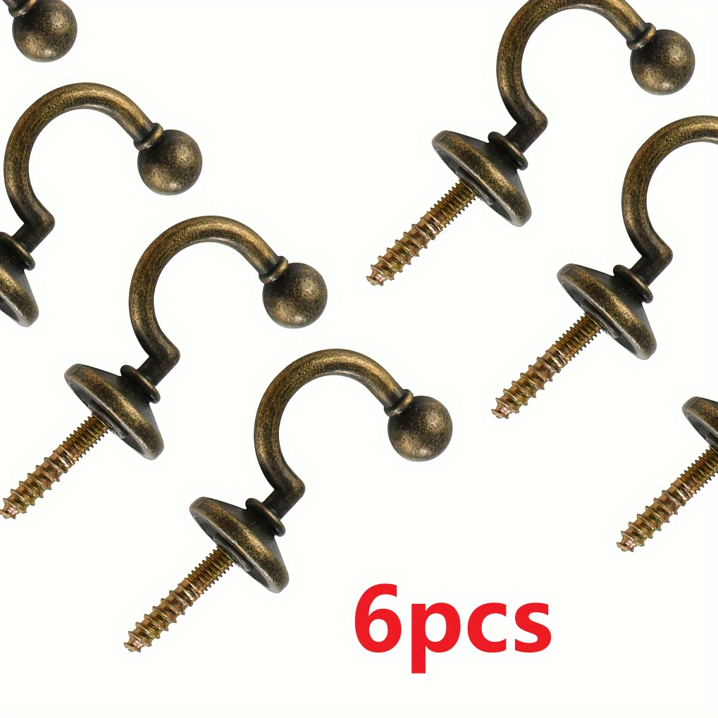 Image of 4/5/6pcs Classic Silvery Metal Curtain Tiebacks, Wall-mounted Curtain Holdbacks, Window Tassel Holders, Clothes, Coats, Towel Holders, Durable Home Decor Hooks