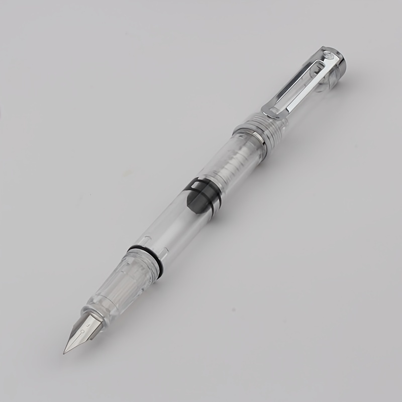 Image of 1pc Transparent Large Capacity Ink Storage Fountain Pen With Pen Holder