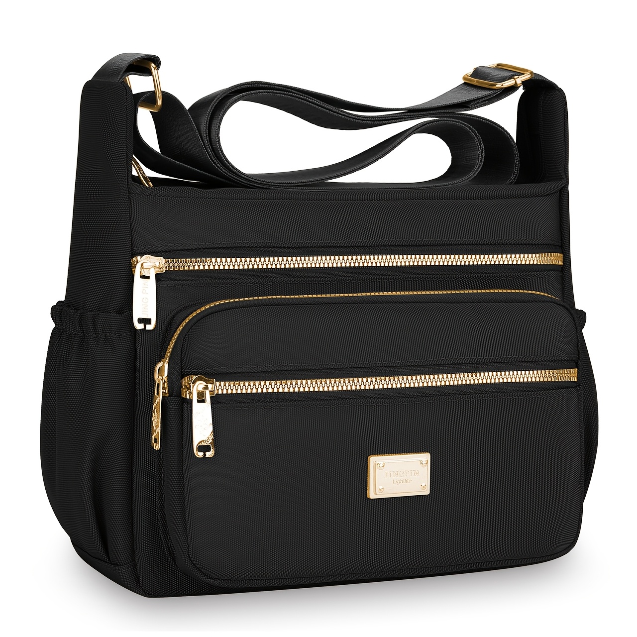 TEMU Lightweight High-quality Composite Nylon Women's Crossbody Bag With Adjustable Shoulder Strap, Multi-pocket Compartment Design - Durable Fabric,