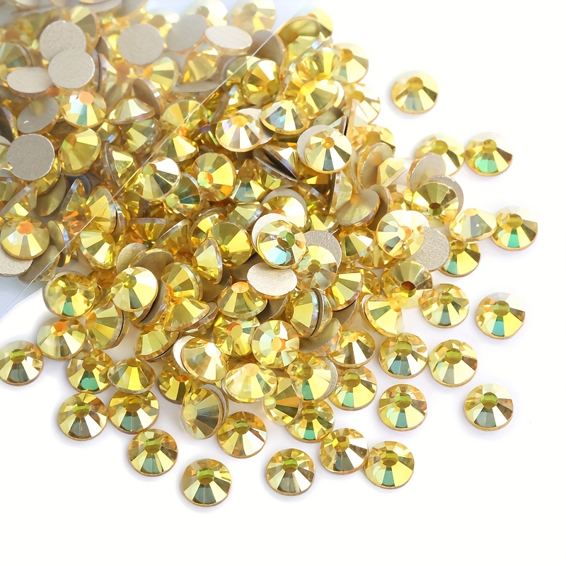 E-shop 1460 Stück Hochwertige Exquisite Goldene Flachrücken Strasssteine aus Glas, Funkelnde Nagelkunst-Dekorationen für DIY Bastelprojekte