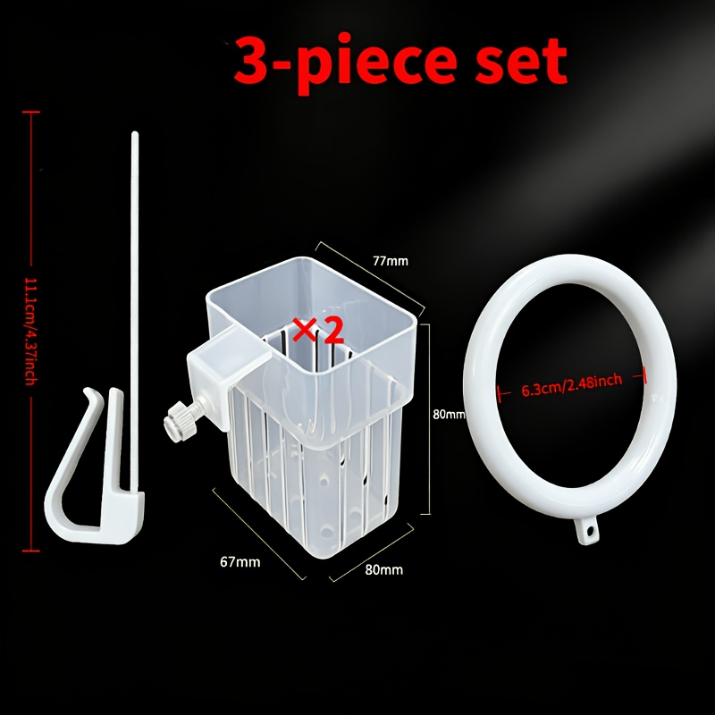TEMU 3pcs Set (2 Water Grass Box + 1 Feeder) | Aquarium Plant Holder With Hooks And Holes, Top Hanging Baskets For Aquatic Plants. Suitable For